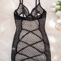 Nuisette à armatures avec motif en forme de cœur et dos nageur en maille