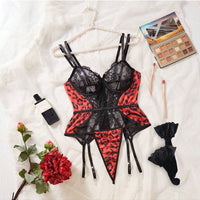 Soutien-gorge sexy pour femmes avec imprimé léopard gothique, couleurs contrastées, armatures de soutien, dentelle et maille, coupe affinante