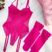 Ensemble de lingerie de corset jarretelle avec armature florale