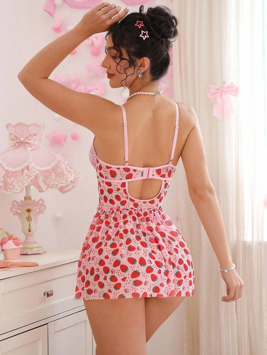 PetitDoll 2 pièces Ensemble de nuisette en dentelle sexy et patchwork pour femmes, pour sortir