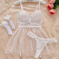 2 paquets Robe de lingerie sexy avec porte-jarretelles à armature florale