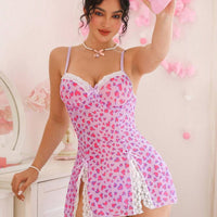 PetitDoll 2 pièces Ensemble de nuisette sexy en dentelle pour femme