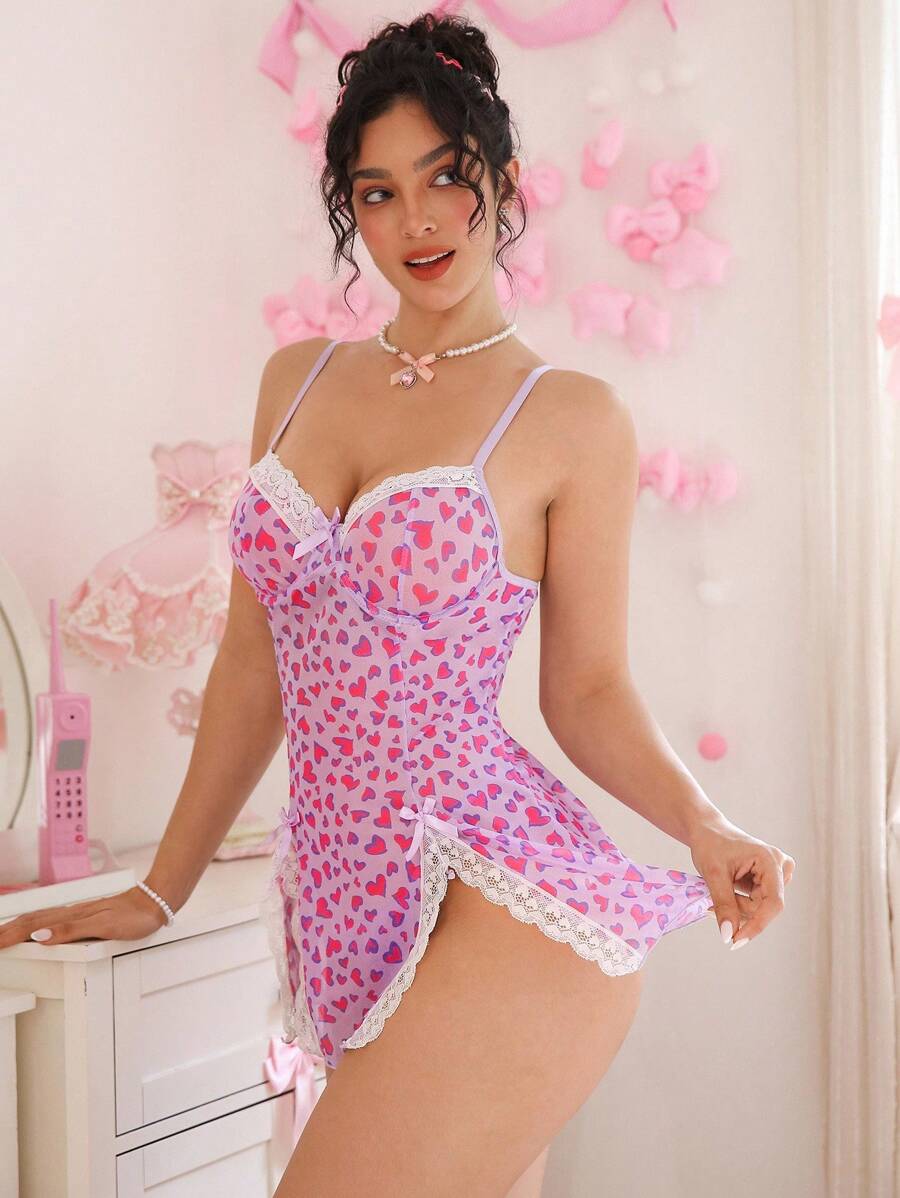 PetitDoll 2 pièces Ensemble de nuisette sexy en dentelle pour femme