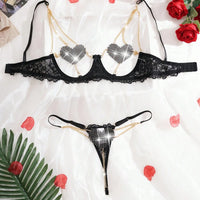 2 pièces Ensemble de lingerie en maille de strass