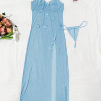 2 pièces Ensemble de nuisette en maille sexy pour femmes (avec armature, string)