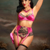 PinupGlam Ensemble de lingerie sexy avec armatures brodées