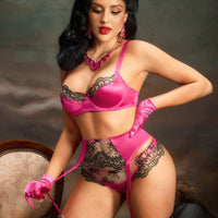 PinupGlam Ensemble de lingerie sexy avec armatures brodées