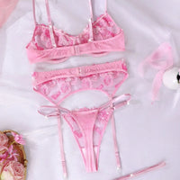 SHEIN 5 pièces/set Ensemble de lingerie sexy pour dames avec broderie florale 3D, pour sortir