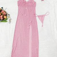 2 pièces Ensemble de nuisette en maille sexy pour femmes (avec armature, string)