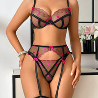 SHEIN 5 pièces Ensemble de lingerie sexy brodé pour femmes