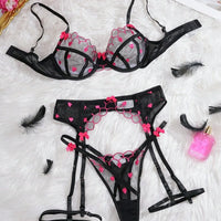 SHEIN 5 pièces Ensemble de lingerie sexy brodé pour femmes
