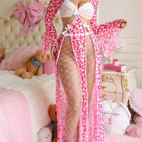 PetitDoll Nuisette sexy pour femmes avec dos ouvert, nœud, dentelle et patchwork imprimé