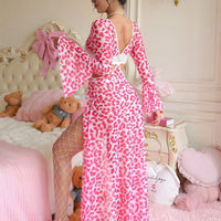 PetitDoll Nuisette sexy pour femmes avec dos ouvert, nœud, dentelle et patchwork imprimé