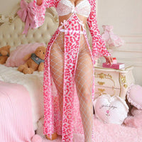 PetitDoll Nuisette sexy pour femmes avec dos ouvert, nœud, dentelle et patchwork imprimé